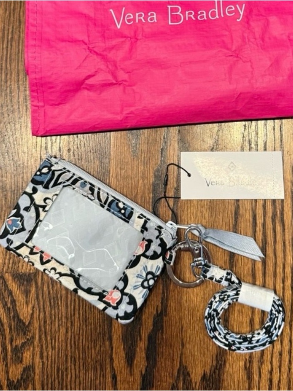 NWT Vera Bradley Card Zip ID Pouch w/Lanyard - Lisbon Medallion pattern